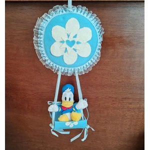 Fiocco nascita mongolfiera celeste con peluche